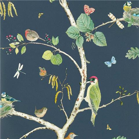 Sanderson Arboretum Wallpaper Woodland Chorus 217231 charcoal