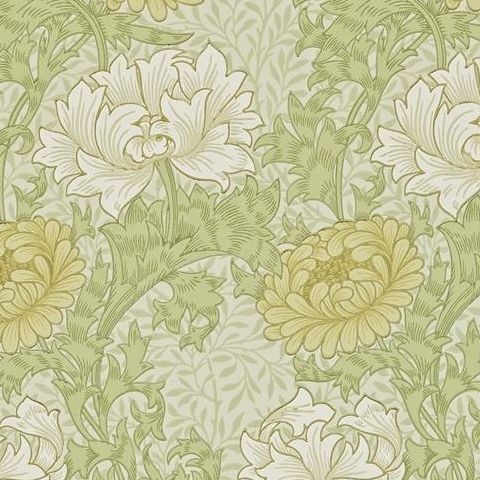 Morris & Co Wallpaper-Chrsyanthemum 212545 Pale Olive