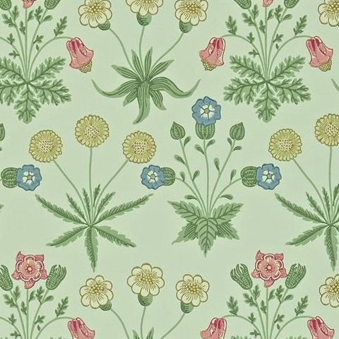 Morris & Co Wallpaper-Daisy 212559 Pale Green/Rose