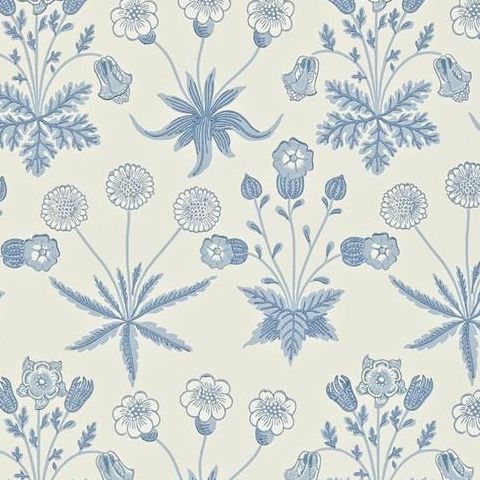 Morris & Co Wallpaper-Daisy 212561 Blue/Ivory