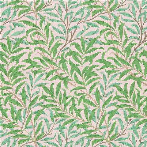 Morris Queen Square Wallpaper Willow Boughs 216949 Pink/Leaf Green