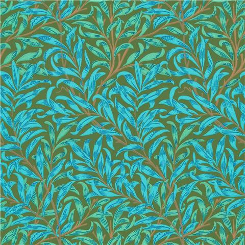 Morris Queen Square Wallpaper Willow Boughs 216952 Olive/Turquoise