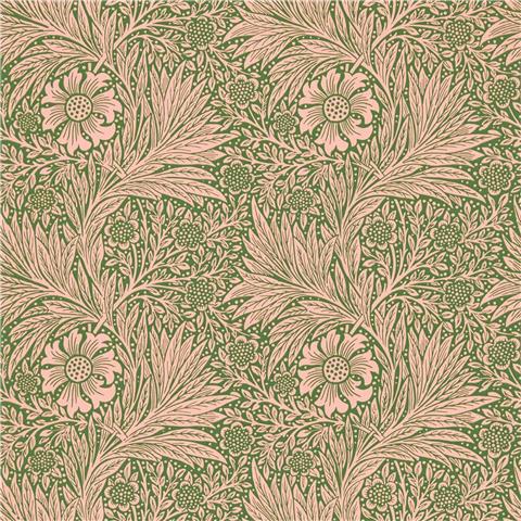 Morris Queen Square Wallpaper Marigold 216953 Pink/Olive