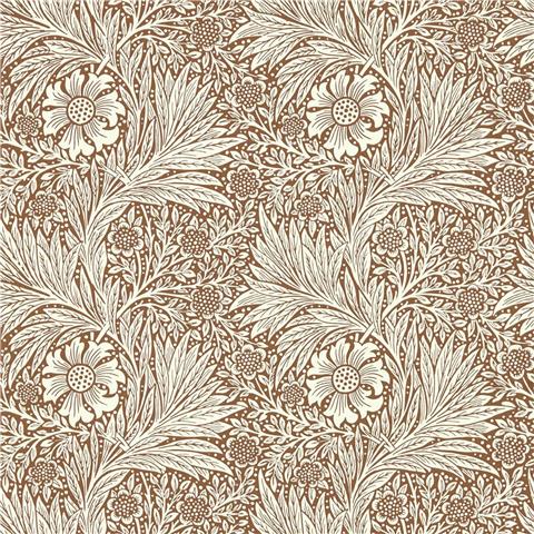 Morris Queen Square Wallpaper Marigold 216955 Chocolate/Cream