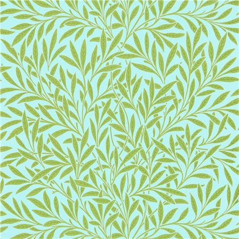 Morris Queen Square Wallpaper Willow 216964 Sky/Leaf