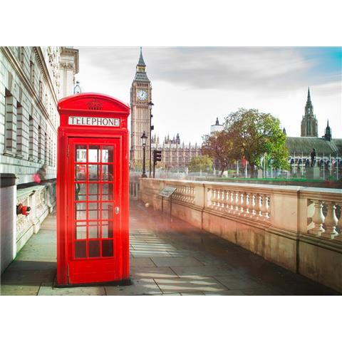 DESIGN WALLS travelling MURAL London phone box (350CM WIDE X 255CM HIGH)