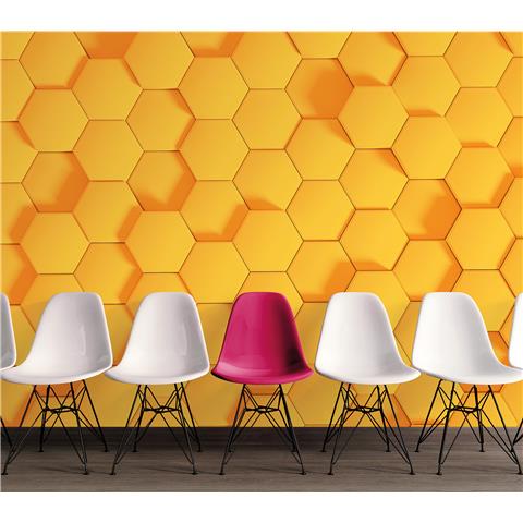DESIGN WALLS illusion MURAL honey comb 2 (350CM WIDE X 255CM HIGH)