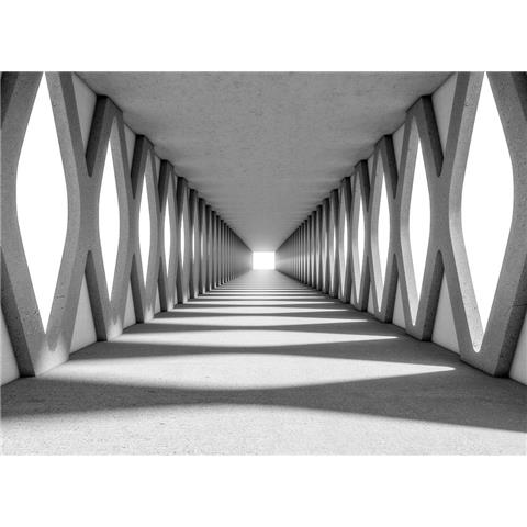DESIGN WALLS illusion MURAL grey aisle (350CM WIDE X 255CM HIGH)