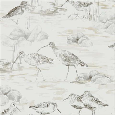 Sanderson Embleton Bay wallpaper Estuary Birds 216493 Chalk/Sepia