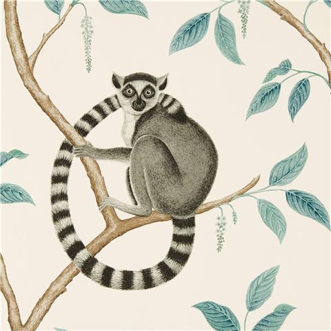 Sanderson Glasshouse Wallpaper Ring Tailed Lemur 216665 Stone