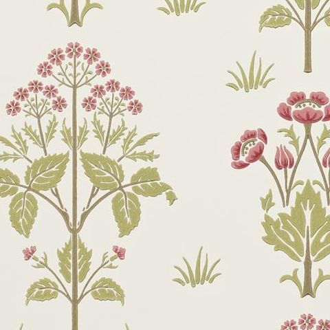 Morris & Co Wallpaper-Meadow Sweet 210347 Rose/Olive