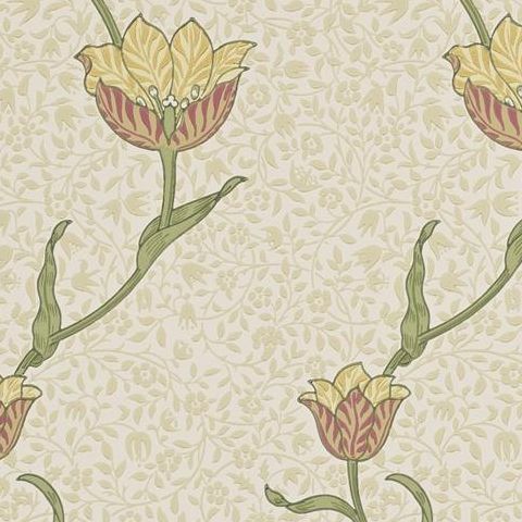 Morris & Co Wallpaper-Garden Tulip 210392 Russet/Lichen