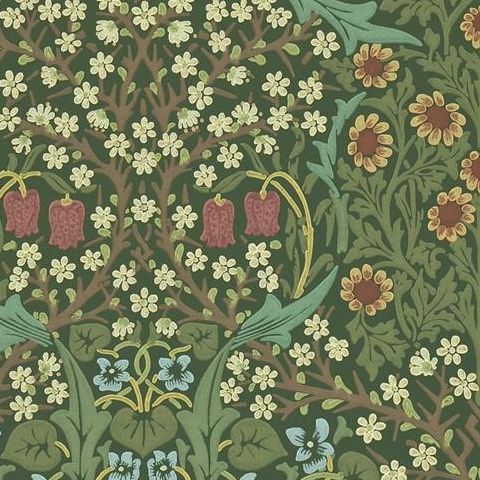 Morris & Co Wallpaper-Blackthorn 216456 Green