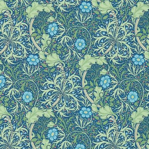 Morris & Co Wallpaper-Seaweed 216468 Cobalt/Thyme