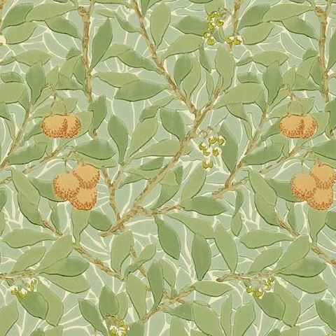 Morris & Co Wallpaper-Arbutus 210408 Green/Terracotta