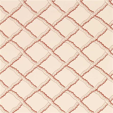 Sanderson Country Woodland Wallpaper Rye Trellis 217438 Pink Clay