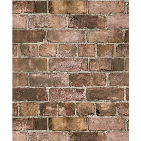 Grandeco Durham Brick Wallpaper 173401 red