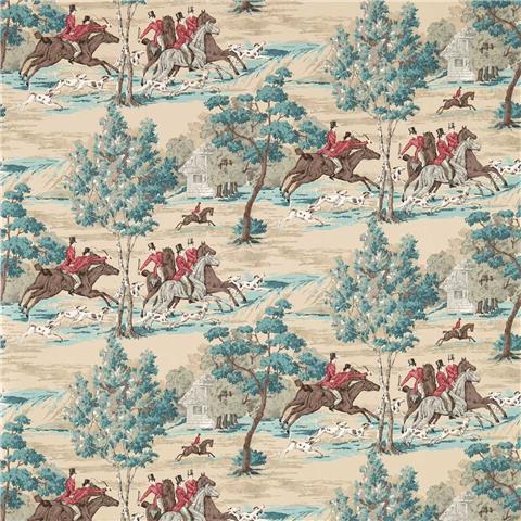 Sanderson One Sixty wallpapers Tally Ho 214597 Teal/Ruby