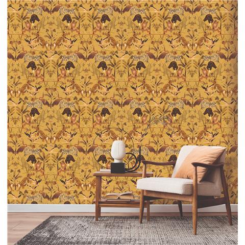 Designer Walls by Marta Cortese Magic Animals Mural DW2002 Ochre