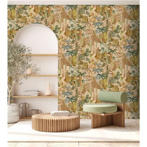 Designer Walls by Marta Cortese Abstract Leaves Mural DW2011 Beige