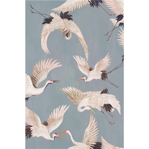 Designer Walls by Marta Cortese Wallpaper Cranes DW2019 Blue Fog