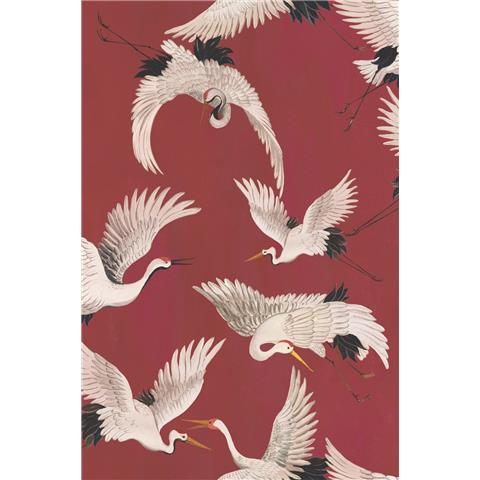 Designer Walls by Marta Cortese Wallpaper Cranes DW2021 Burgundy