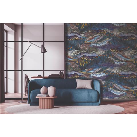 Designer Walls by Marta Cortese Livelliuniti Mural DW2027 Dark Blue