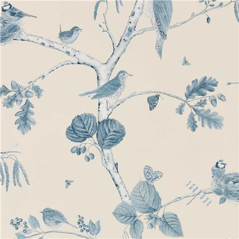 Sanderson Country Woodland Wallpaper Woodland chorus 215705 Indigo/Ecru