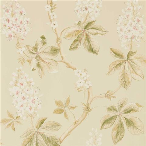 Sanderson Country Woodland Wallpaper Chestnut Tree 215709 Coral/Bayleaf