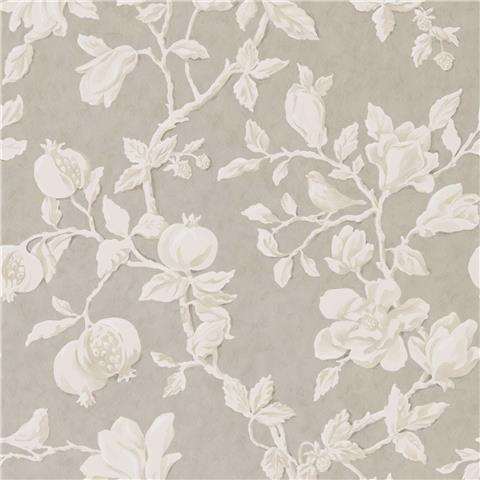 Sanderson Arboretum Wallpaper magnolia and pomegranate 215722 Silver/Linen