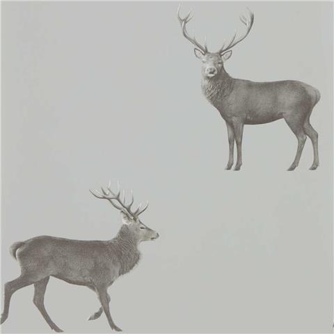 Sanderson Elysian Wallpaper Evesham deer 216619 Silver Grey