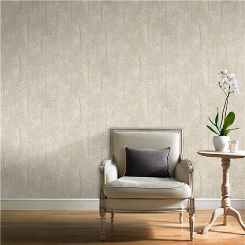 Royal House Luxury Wallpaper fabric tree taupe