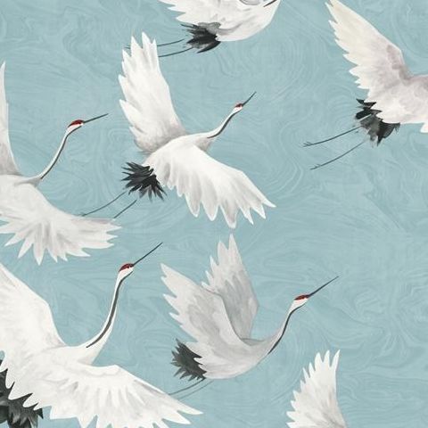 A Street Prints Mistral Wallpaper-Windsong Cranes FD24300 Turqoise
