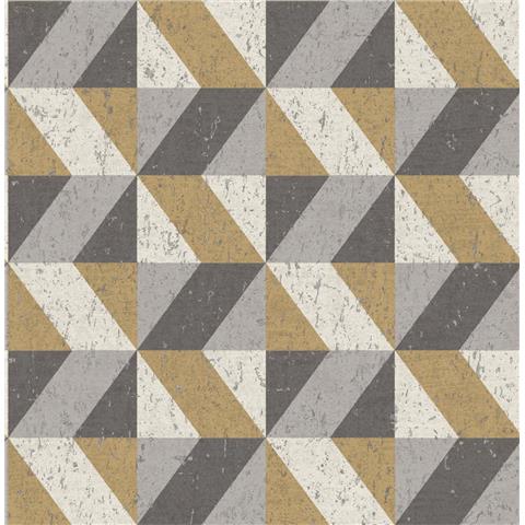 Decorline Architecture wallpaper cork triangles FD25311 gold/grey