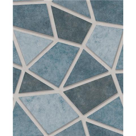Decorline Architecture wallpaper metallic triangles FD25350 teal/silver