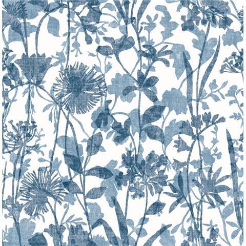 A Street Prints Scott Living II Wallpaper Aubree Floral 26283 Blue/White