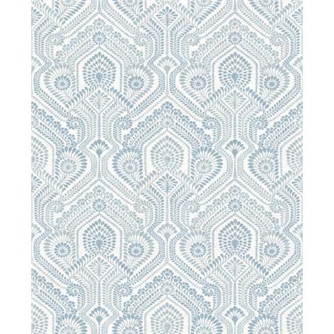 A Street Prints Georgia Wallpaper Fernback Damask 26611 Blue