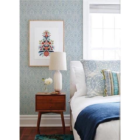 A Street Prints Georgia Wallpaper Fernback Damask 26611 Blue