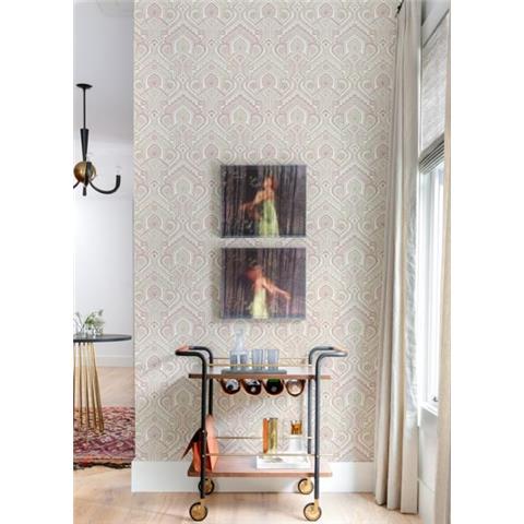 A Street Prints Georgia Wallpaper Fernback Damask 26613 Pink