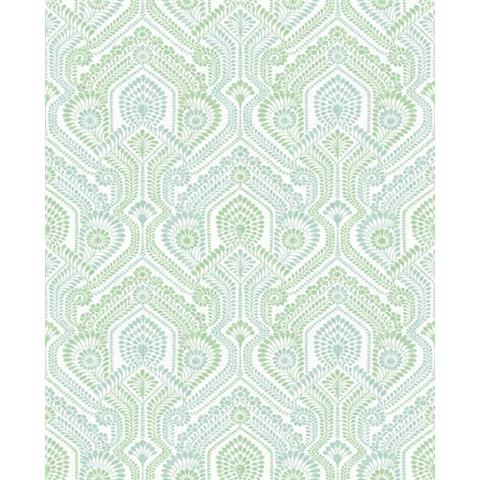 A Street Prints Georgia Wallpaper Fernback Damask 26614 Green