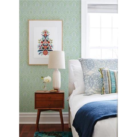 A Street Prints Georgia Wallpaper Fernback Damask 26614 Green