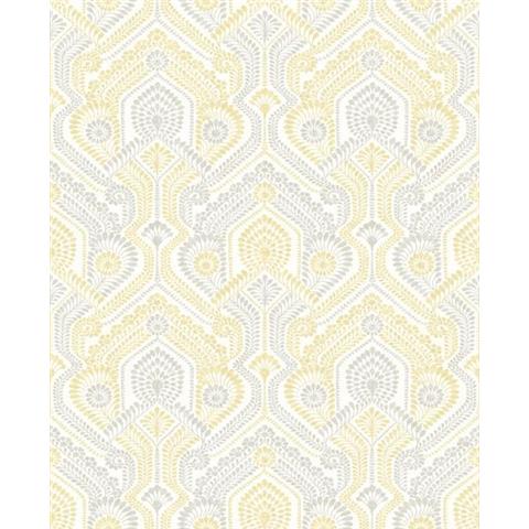 A Street Prints Georgia Wallpaper Fernback Damask 26615 Yellow