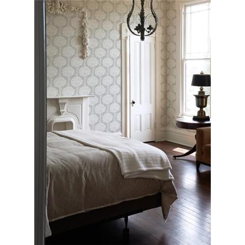 A Street Prints Georgia Wallpaper Zaria Bird in the Bush 26225 Grey