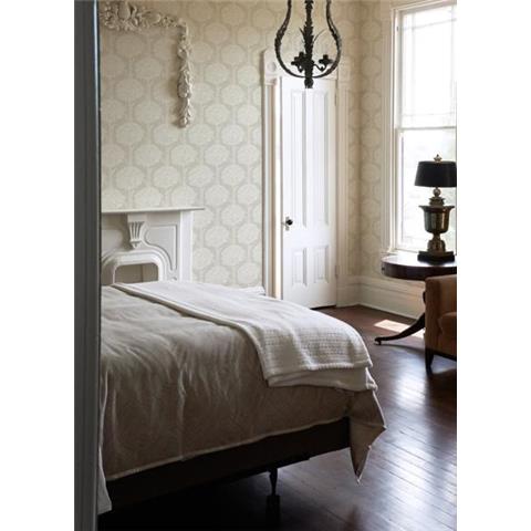 A Street Prints Georgia Wallpaper Zaria Bird in the Bush 26226 Light Grey