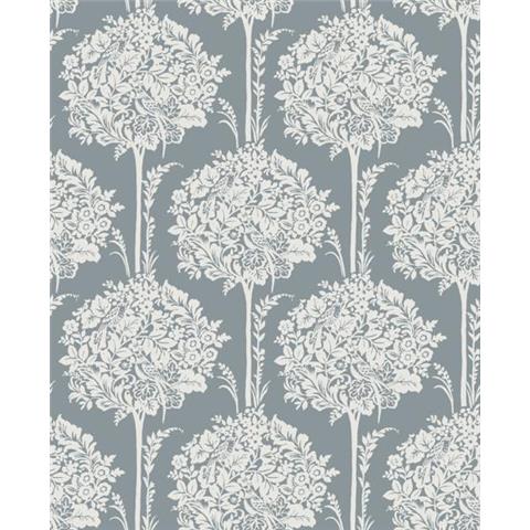 A Street Prints Georgia Wallpaper Zaria Bird in the Bush 26227 Blue Grey