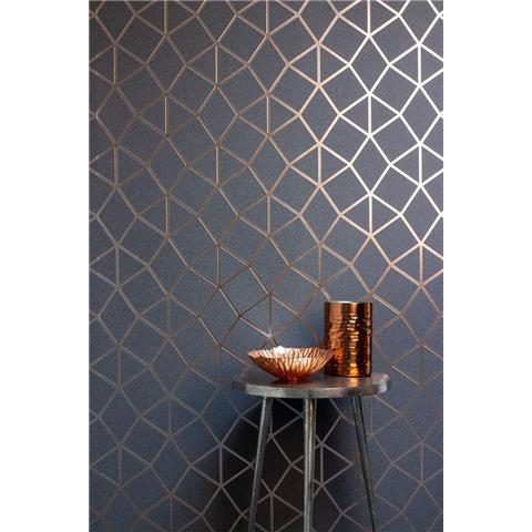Fine Decor Platinum Luxury Foil Geometric Wallpaper FD42490 Rose Gold