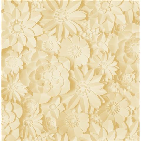 Fine Decor 3D wall flower wallpaper FD42597 lemon