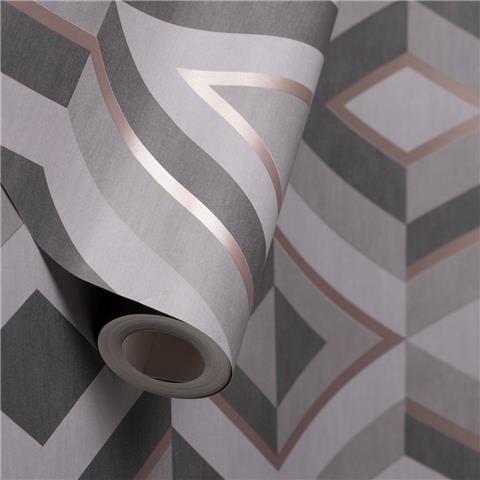 Fine Decor shard Geometric wallpaper FD42607 Charcoal/rose