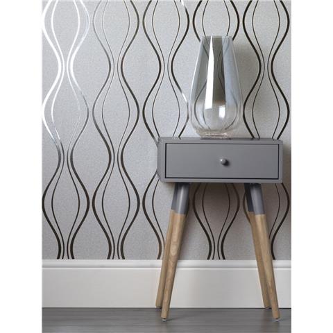 Vymura Luxury Foil Wallcovering Contour wave FD42800 Silver