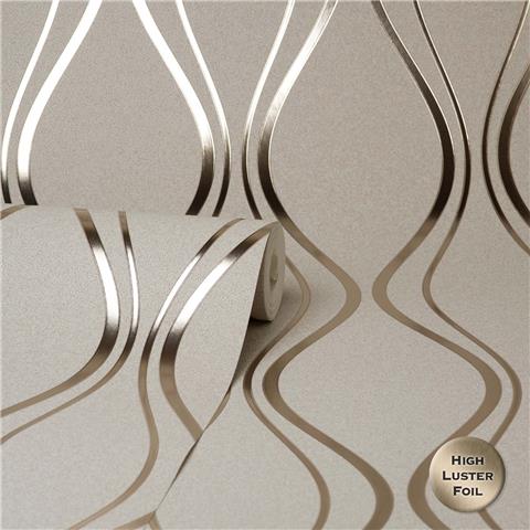 Vymura Luxury Foil Wallcovering Contour wave FD42802 Beige/Gold